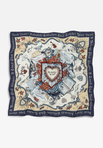 Beauty And The Beast Desen Floş Viskon Eşarp Midnight Blue