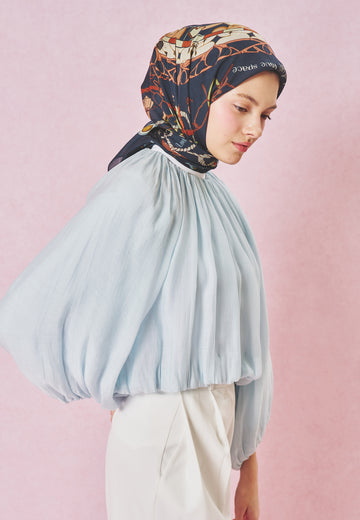 Dreamy Skies Desen Floş Viskon Eşarp Ocean Mist
