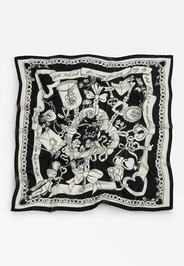 Eternal Love Desen Floş Viskon Eşarp Black