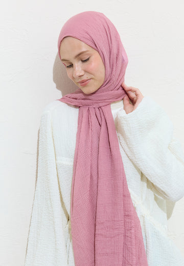 Gül Pembe Modal Krinkıl Şal