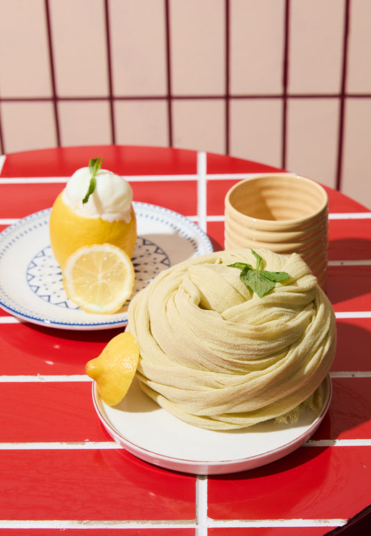 Lemon Sorbet Pamuklu Keten Şal