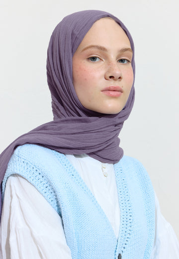 Blueberry Smoothıe Pamuklu Keten Şal