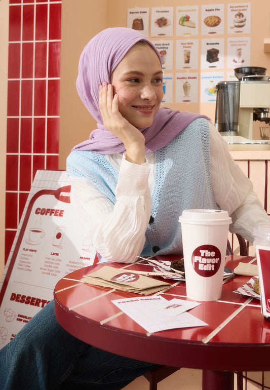 Taro Bubble Tea Pamuklu Keten Şal