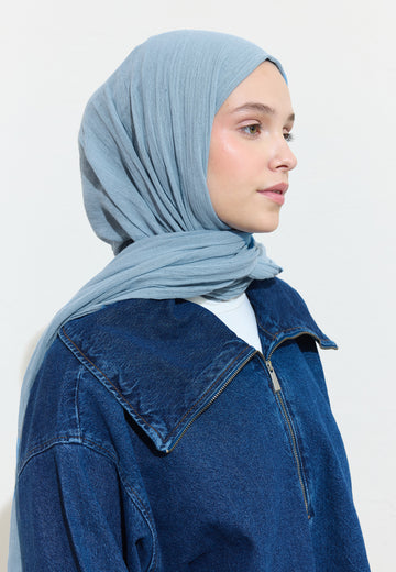 Blue Boba Mılk Pamuklu Keten Şal