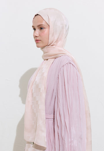 Soft Pembe Nori İpeksi Jakar Şal
