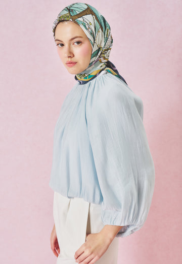 Starlight Harmony Desen Floş Viskon Eşarp Ocean Blue