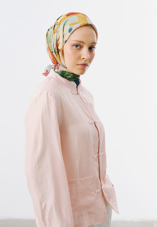 Summer Reverie Desen Vual Eşarp Kırmızı
