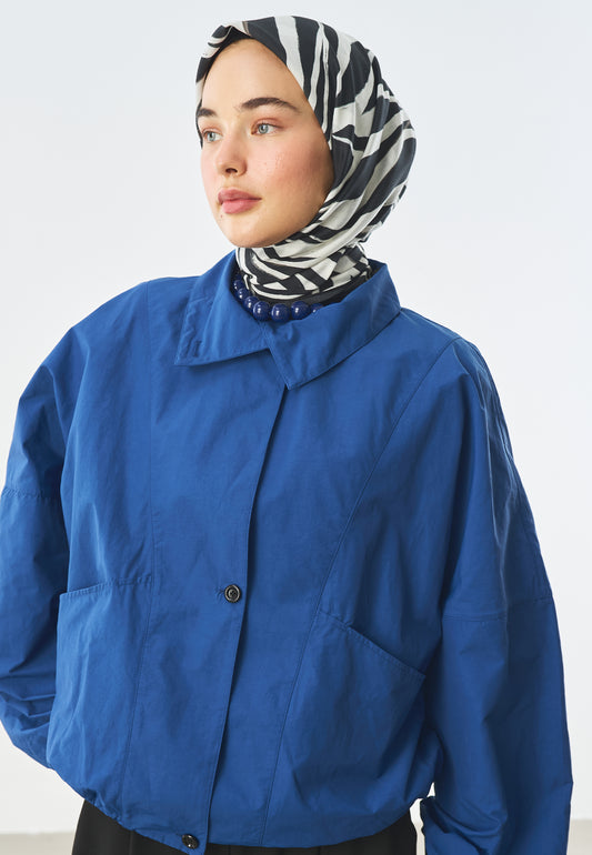 Zebra Flow Desen Pamuk İpek Eşarp Siyah