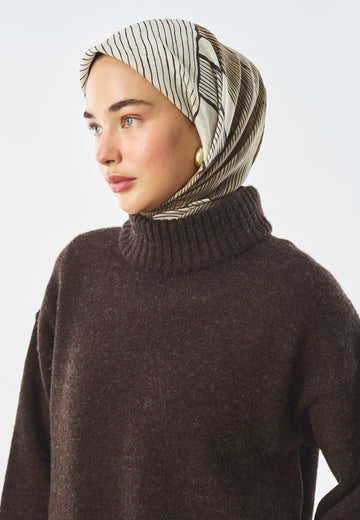 Simple Forms Desen Pamuk İpek Eşarp Kum