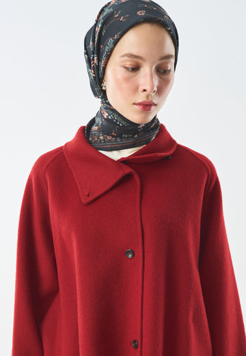 Tiny Blush Bloom Desen Pamuk İpek Eşarp Kömür