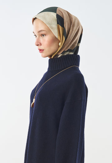 Gentle Forms Desen Pamuk İpek Eşarp Siyah