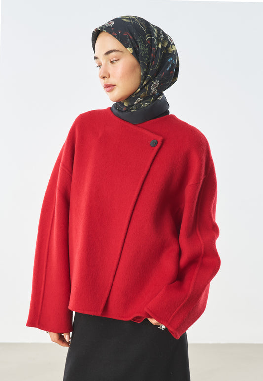 Blush Bloom Desen Pamuk İpek Eşarp Siyah