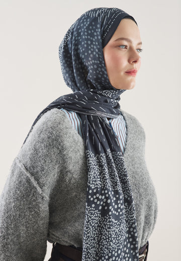 Lacivert Dot Elegance Desen Rami Şal