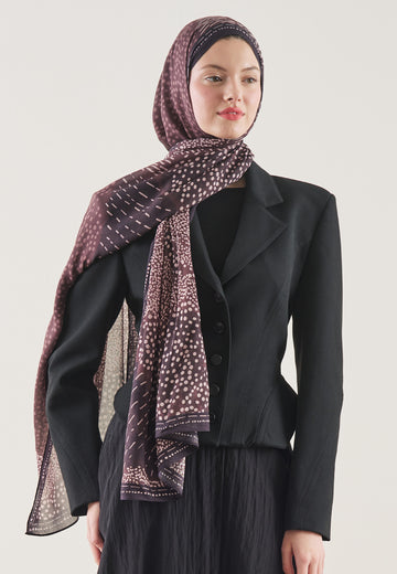 Mürdüm Dot Elegance Desen Rami Şal