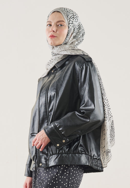 Soğuk Gri Dot Elegance Desen Rami Şal