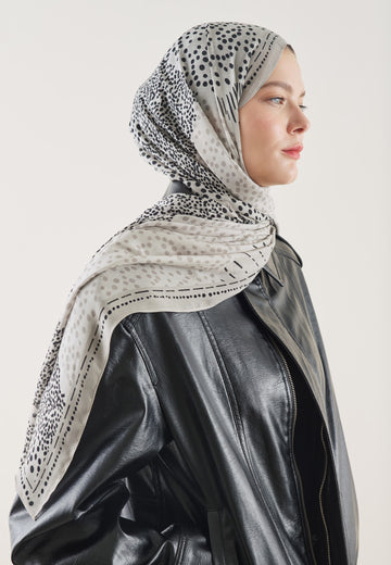 Soğuk Gri Dot Elegance Desen Rami Şal