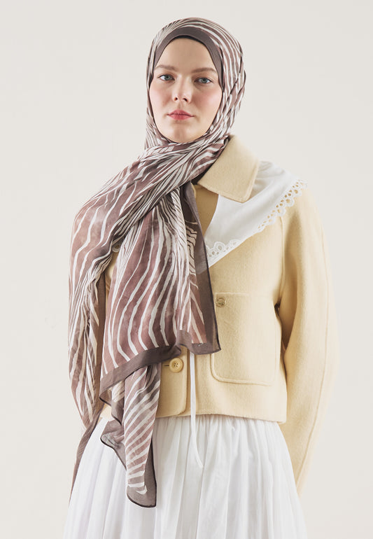 Gülkurusu Wıld Zebra Desen Rami Şal