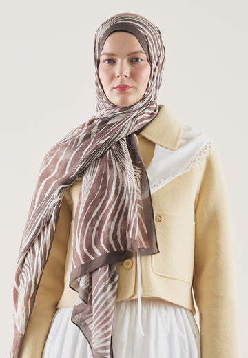 Gülkurusu Wıld Zebra Desen Rami Şal