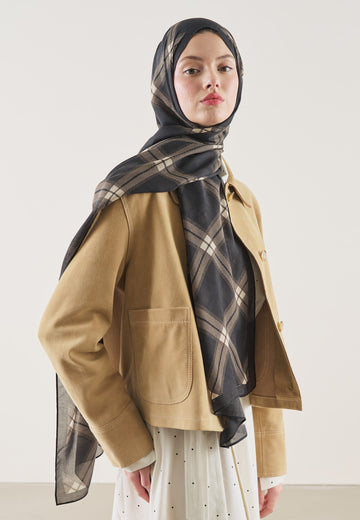 Plaid Desen Rami Şal Vizon