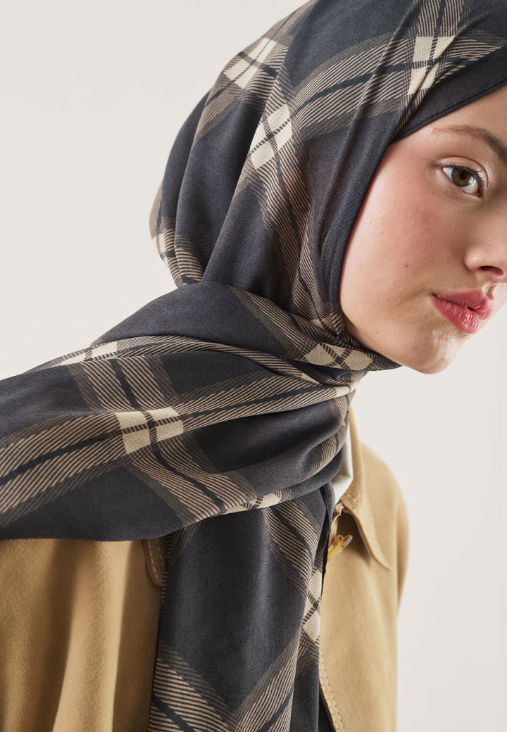 Plaid Desen Rami Şal Vizon