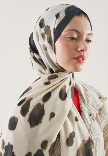 Cow Print Desen Rami Şal Bej