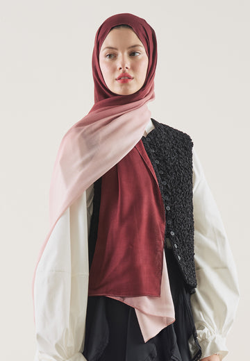 Bordo-pudra Degrade Desen Rami Şal