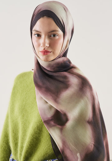 Ağaç Kabuğu Floral Batik Desen Rami Şal