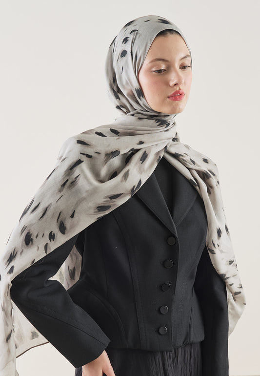 Taş Leopard Desen Rami Şal