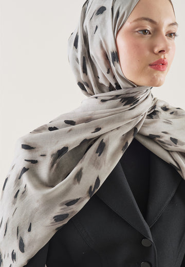 Taş Leopard Desen Rami Şal