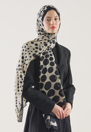 Polka Dots Desen Rami Şal Siyah