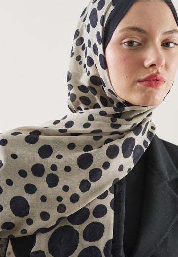 Polka Dots Desen Rami Şal Siyah