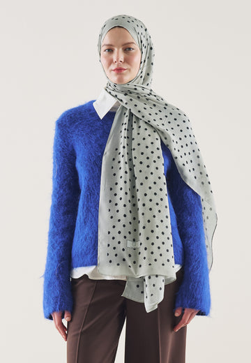 Small Polka Dots Desen Rami Şal Gri