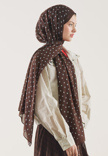 Çikolata Small Polka Dots Desen Rami Şal