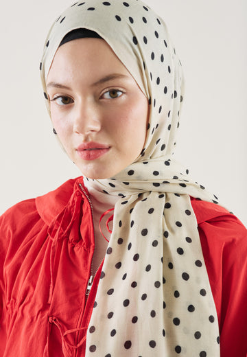 Small Polka Dots Desen Rami Şal Bej