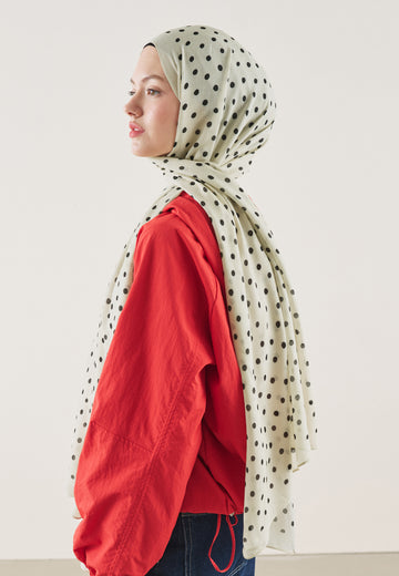 Small Polka Dots Desen Rami Şal Bej