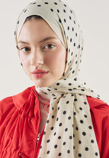 Small Polka Dots Desen Rami Şal Bej