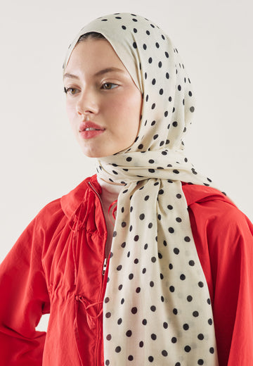 Small Polka Dots Desen Rami Şal Bej