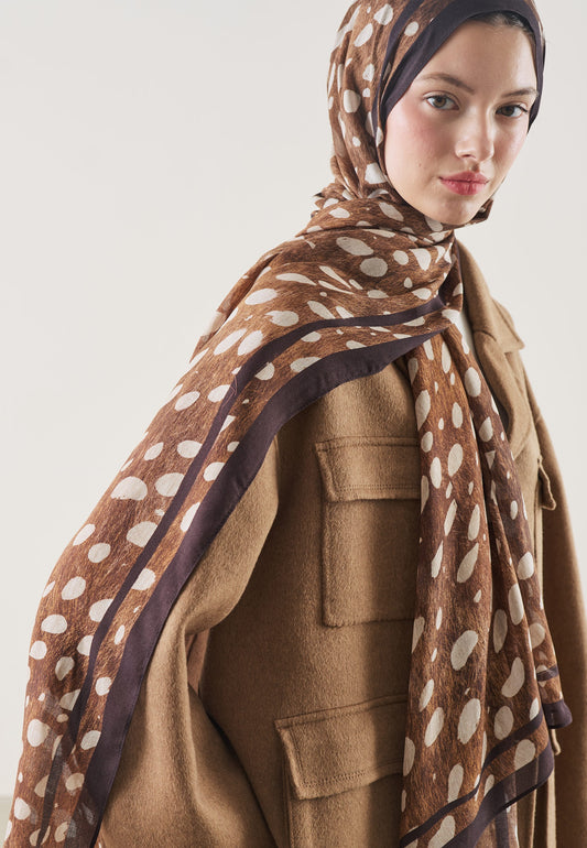 Wild Fawn Desen Rami Şal Kahve
