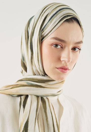 Yeşil Dark Batik Desen Soft Viskon Şal