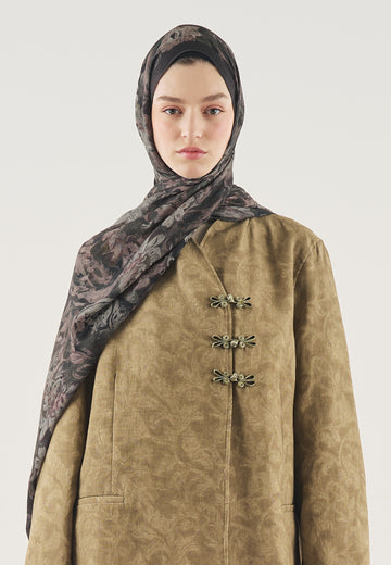 Antrasit Floral Legacy Desen Soft Viskon Şal