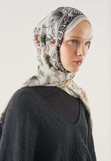 Siyah Pure Ethnic Desen Soft Viskon Şal