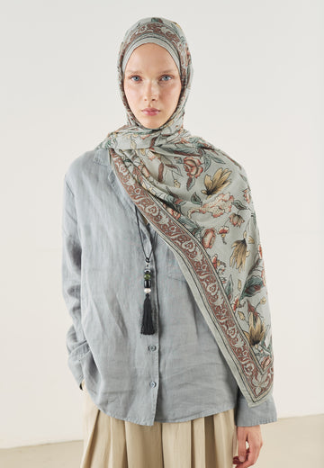 Pure Ethnic Desen Soft Viskon Şal Soft Yeşil