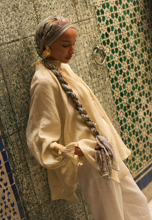 Pure Ethnic Desen Soft Viskon Şal Soft Yeşil