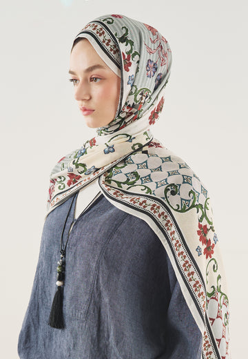 Vişne Ethnıc Garden Desen Soft Viskon Şal