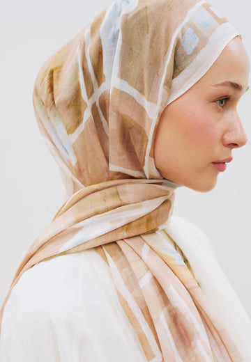 Abstract Blocks Desen Rami Viskon Şal Kum