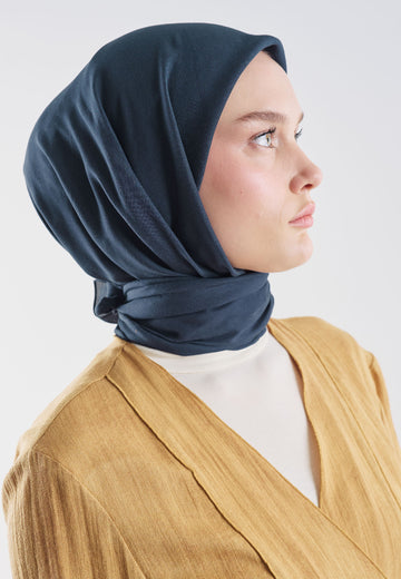 Pamuk Keten Eşarp Lacivert