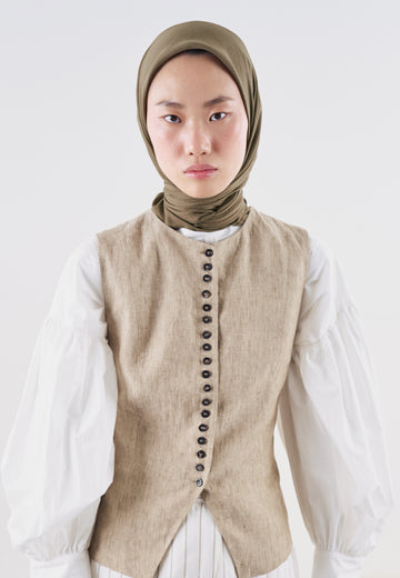 Pamuk Keten Eşarp Koyu Vizon