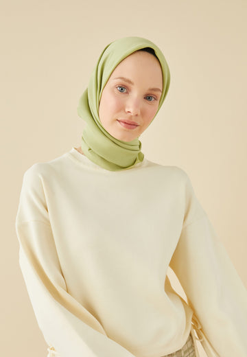 Nil Yeşili Pamuk İpek Eşarp