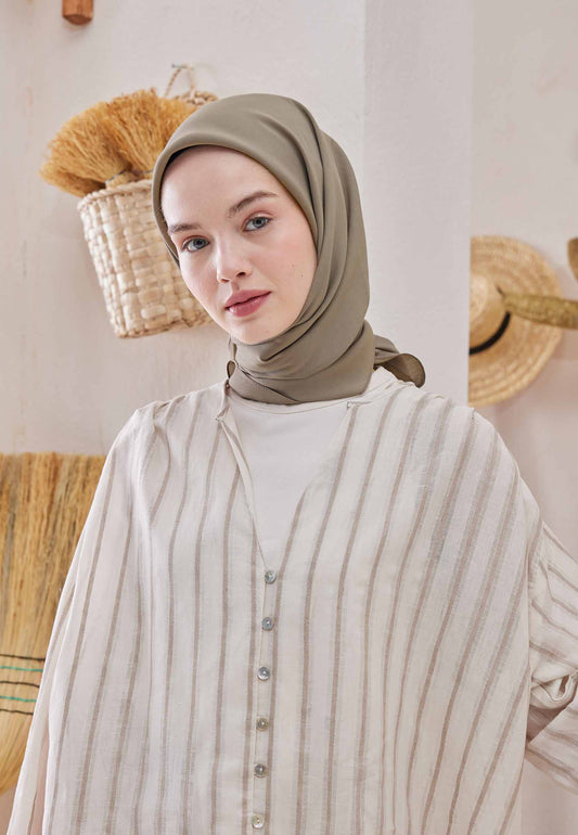 Naturel Bej Pamuk İpek Eşarp
