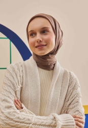 JAKARLI EŞARP KOYU VİZON JAKARLI EŞARP KOYU VİZON